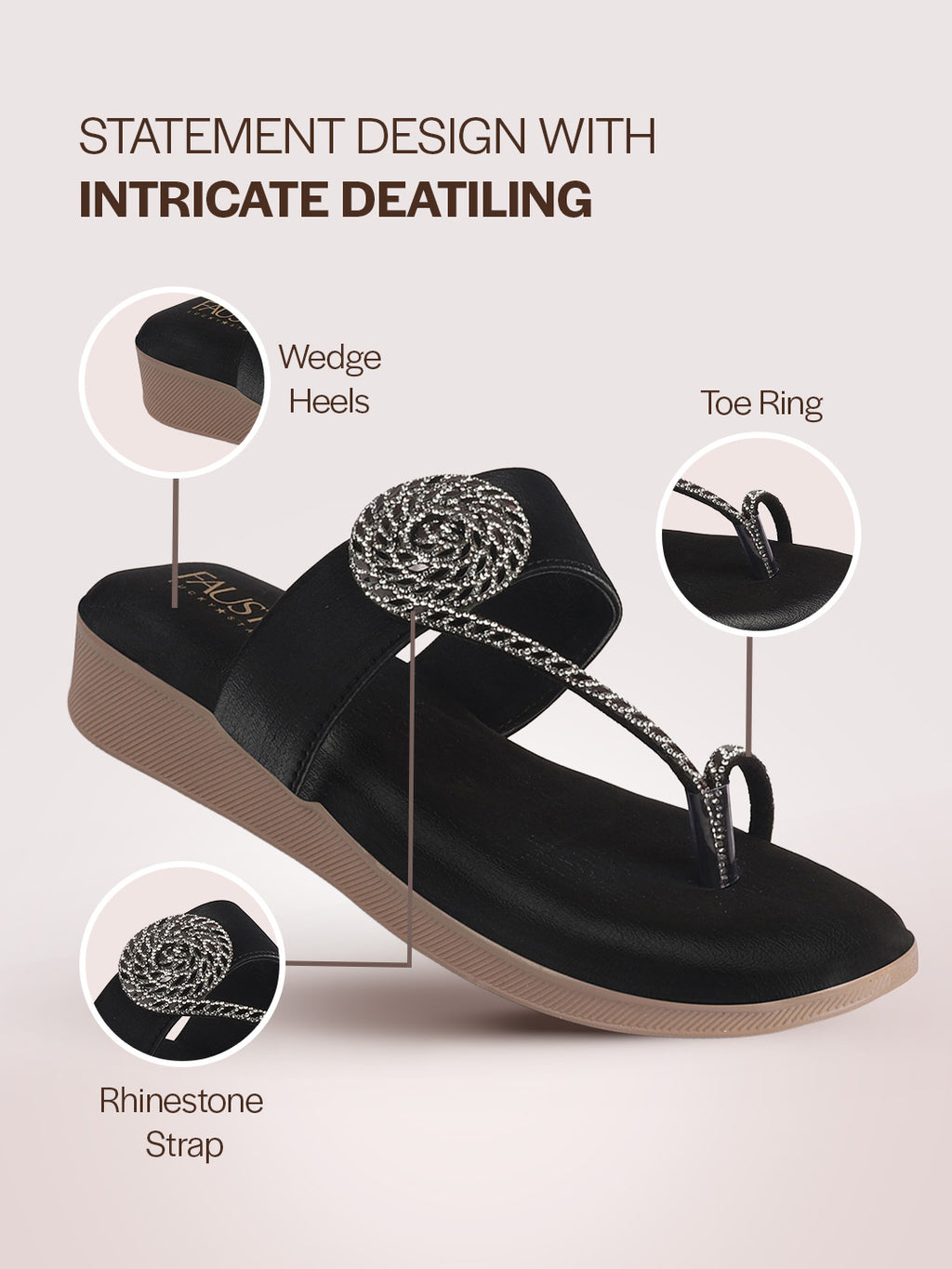 wedge heel ethnic slippers