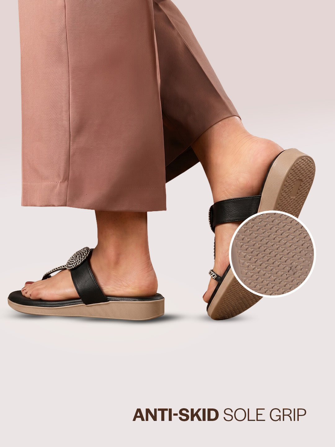 wedge heel ethnic slippers