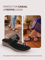 wedge heel ethnic slippers