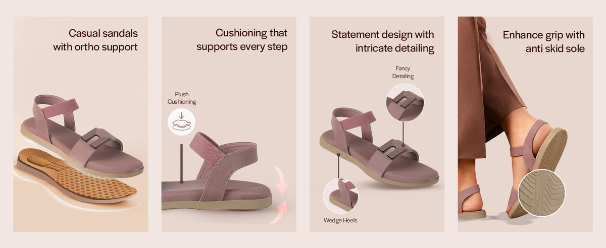 Women Grey Open Toe Casual Office Slip On Sandals with Elastic Strap|Memory Cushioned Insole Wedge Ortho Slippers for Wedding, Party Formal Outfits