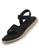Women Black Open Toe Casual Office Slip On Sandals with Elastic Strap|Memory Cushioned Insole Wedge Ortho Slippers for Wedding, Party Formal Outfits