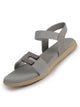 Women Grey Open Toe Casual Office Slip On Sandals with Elastic Strap|Memory Cushioned Insole Wedge Ortho Slippers for Wedding, Party Formal Outfits