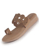 Women Khaki Embellished Comfort Toe Ring Slippers|Rhinestone Studded Strap|Wedge Ortho Comfort Sandals for Wedding, Party, Festives, Traditional Indian Outfits