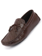Shop Men Brown Textured Design Casual Tassel Slip On Driving Loafer and Moccasins Online.