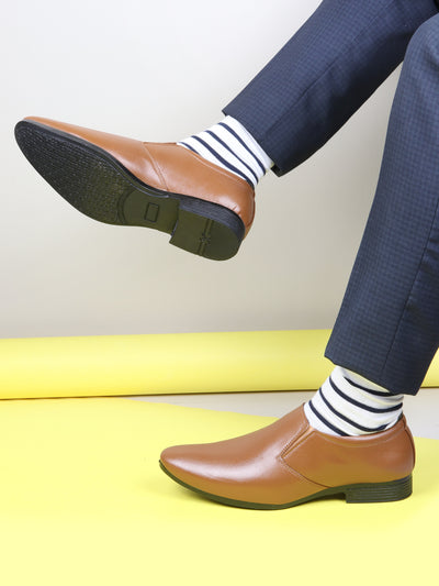 Men Tan Formal Office Slip On Shoes