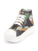 Women Olive Green High Ankle Top Wedge Heels Camouflage Print Canvas Lace Up Sneakers Shoes