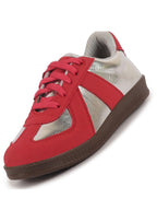 women red embellished classic lace-up casual shoes|memory cushioned comfortable sneakers