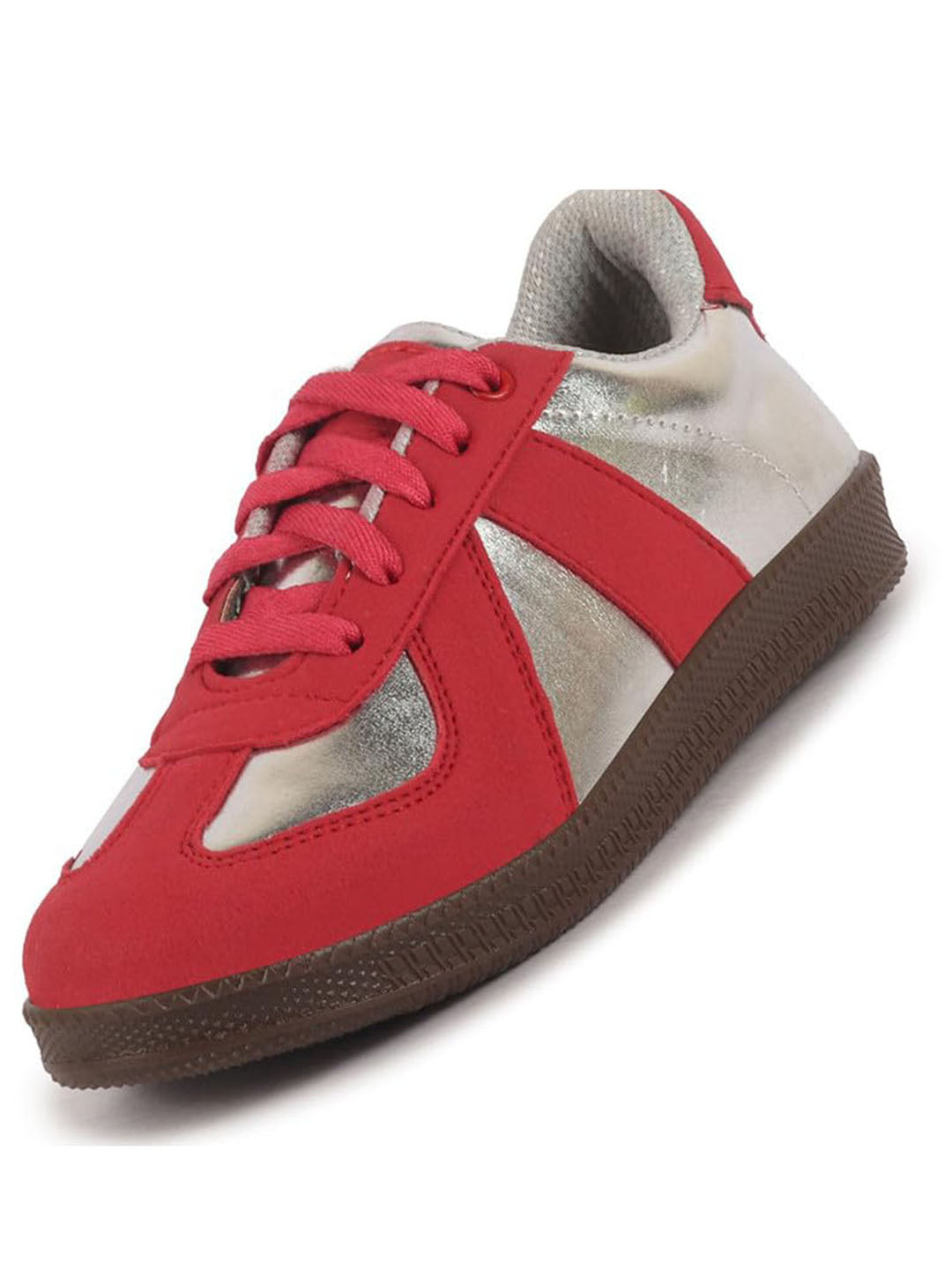 women red embellished classic lace-up casual shoes|memory cushioned comfortable sneakers