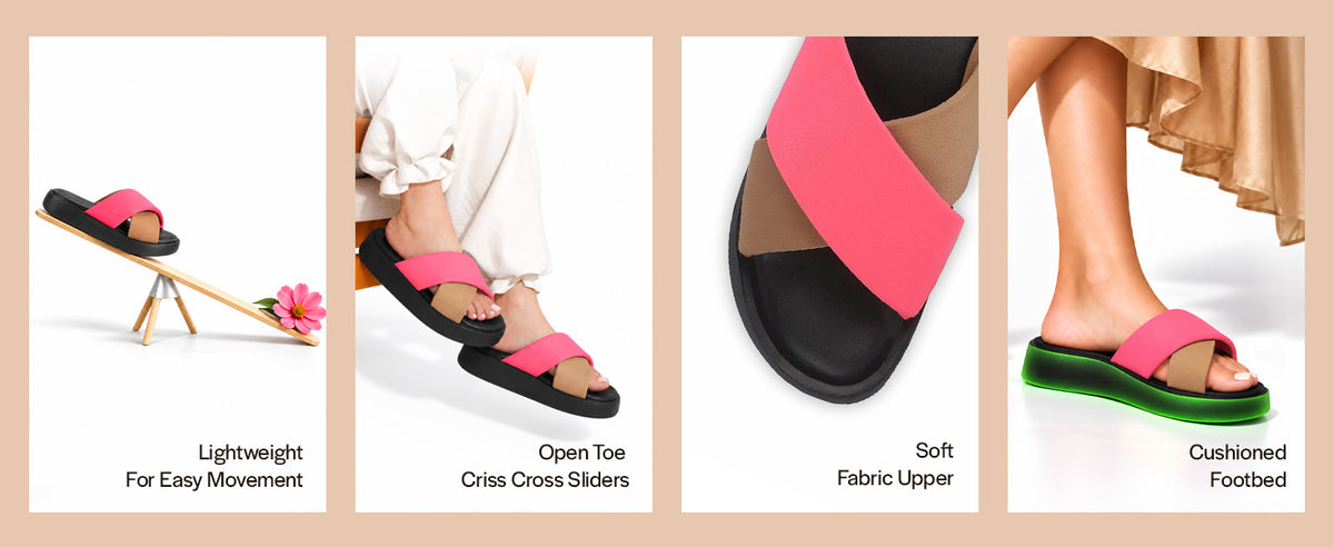 Women Multi Criss Cross Strap Open Toe Flatform Sliders | Lightweight Cushioned Insole Casual Slippers for All Day Long Comfort | Travel, Outdoor, Walking