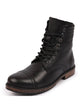 Men Black High Ankle Genuine Leather 8-Eye Lace Up Cap Toe Welted Sole Winter Biker Boots