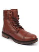 Men Tan High Ankle Genuine Leather 8-Eye Lace Up Cap Toe Welted Sole Winter Biker Boots