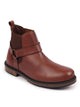 Men Tan High Ankle Genuine Leather Side Ring Buckle Design Slip On Chelsea Work Boots