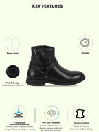 men black high ankle genuine leather 3-eye side lace strap chelsea boots