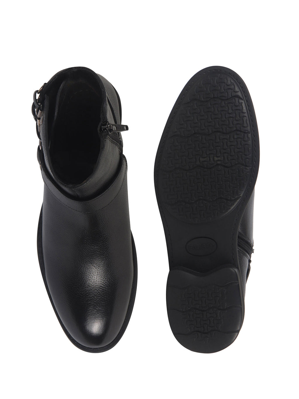 Men Black High Ankle Genuine Leather 3-Eye Side Lace Strap Chelsea Boots