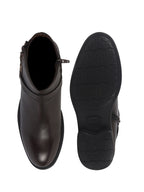 Men Brown High Ankle Genuine Leather 3-Eye Side Lace Strap Chelsea Boots