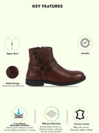 men tan high ankle genuine leather 3-eye side lace strap chelsea boots