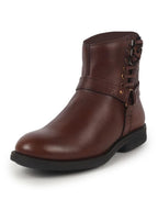 men tan high ankle genuine leather 3-eye side lace strap chelsea boots