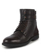 Men Brown 6-Eye Lace Up Genuine Leather High Ankle Adjustable Buckle Strap Winter Boots|Trekking Boots|Hiking Boots