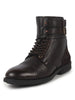 Men Brown 6-Eye Lace Up Genuine Leather High Ankle Adjustable Buckle Strap Winter Boots|Trekking Boots|Hiking Boots