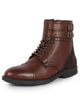 Men Tan 6-Eye Lace Up Genuine Leather High Ankle Adjustable Buckle Strap Winter Boots|Trekking Boots|Hiking Boots