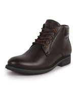 men brown genuine leather 5-eye lace up boots for trekking and hiking|high ankle boots|anti skid sole