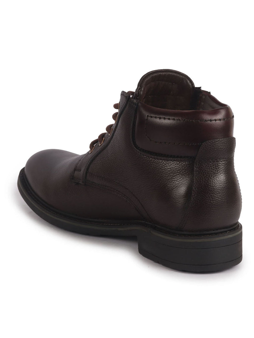 men brown genuine leather 5-eye lace up boots for trekking and hiking|high ankle boots|anti skid sole