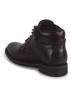 men brown genuine leather 5-eye lace up boots for trekking and hiking|high ankle boots|anti skid sole