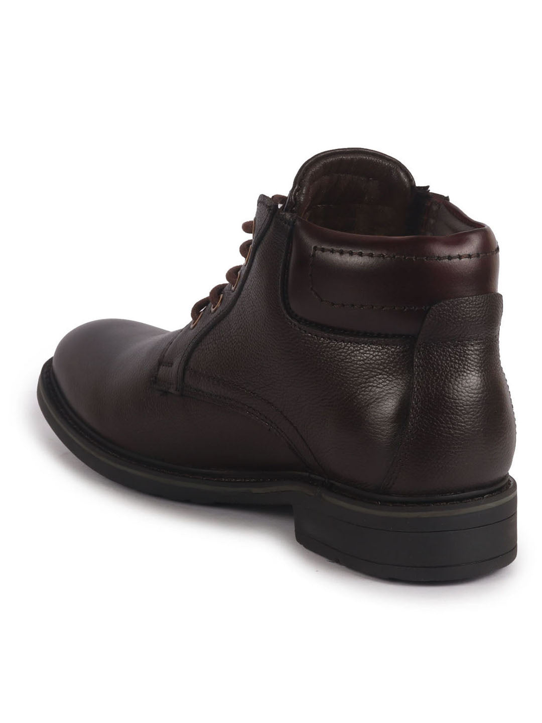 men brown genuine leather 5-eye lace up boots for trekking and hiking|high ankle boots|anti skid sole