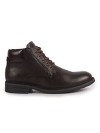 men brown genuine leather 5-eye lace up boots for trekking and hiking|high ankle boots|anti skid sole