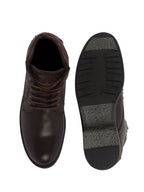 men brown genuine leather 5-eye lace up boots for trekking and hiking|high ankle boots|anti skid sole