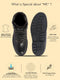 Men Black Genuine Leather 5-Hook Lace Up Boots for Trekking and Hiking|High Ankle Boots|Anti Skid Sole