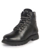 Men Black Genuine Leather 5-Hook Lace Up Boots for Trekking and Hiking|High Ankle Boots|Anti Skid Sole