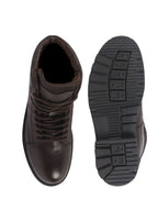 Men Brown Genuine Leather 7-Eye Lace Up Biking Boots with Memory Cushion Footbed|Slip Resistant Boots|Mid Top Boots