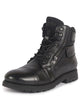 Men Black Genuine Leather 4-Eye Lace Up High Ankle Side Zipper Stylish Cap Toe Boots for Biking|Hiking|Trekking|Non Skid Boots