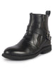 Men Black Genuine Leather Side Zipper Adjustable Strap Classic Slip On Chelsea Boots|TPR Welted Sole|Slip Resistant Boots For Winter