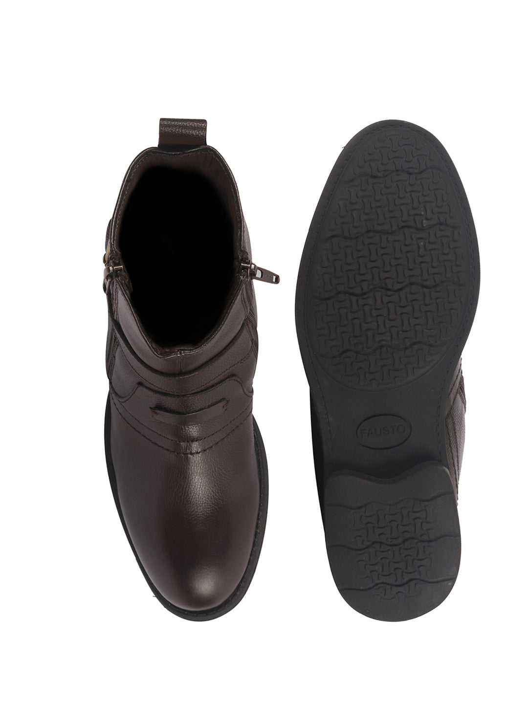 Buy Men Brown Side Zipper Classic Slip On Chelsea Boots – FAUSTO.in