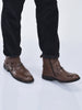 Men Tan Genuine Leather Side Zipper Adjustable Strap Classic Slip On Chelsea Boots|TPR Welted Sole|Slip Resistant Boots For Winter
