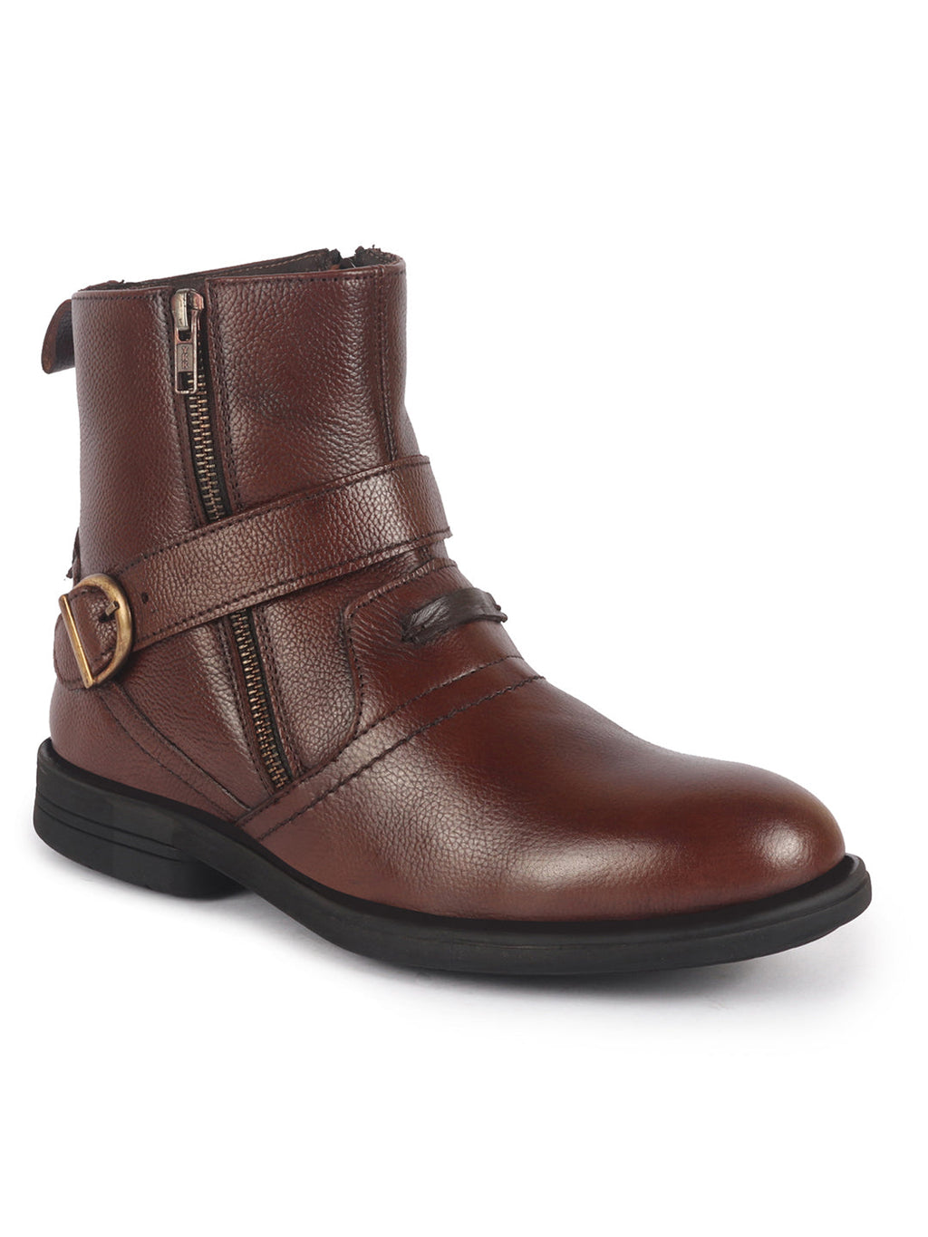 men tan genuine leather side zipper adjustable strap classic slip on chelsea boots