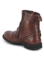 men tan genuine leather side zipper adjustable strap classic slip on chelsea boots