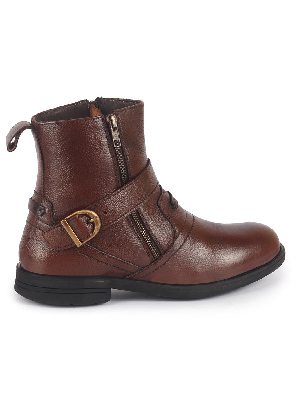 men tan genuine leather side zipper adjustable strap classic slip on chelsea boots