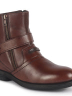men tan genuine leather side zipper adjustable strap classic slip on chelsea boots