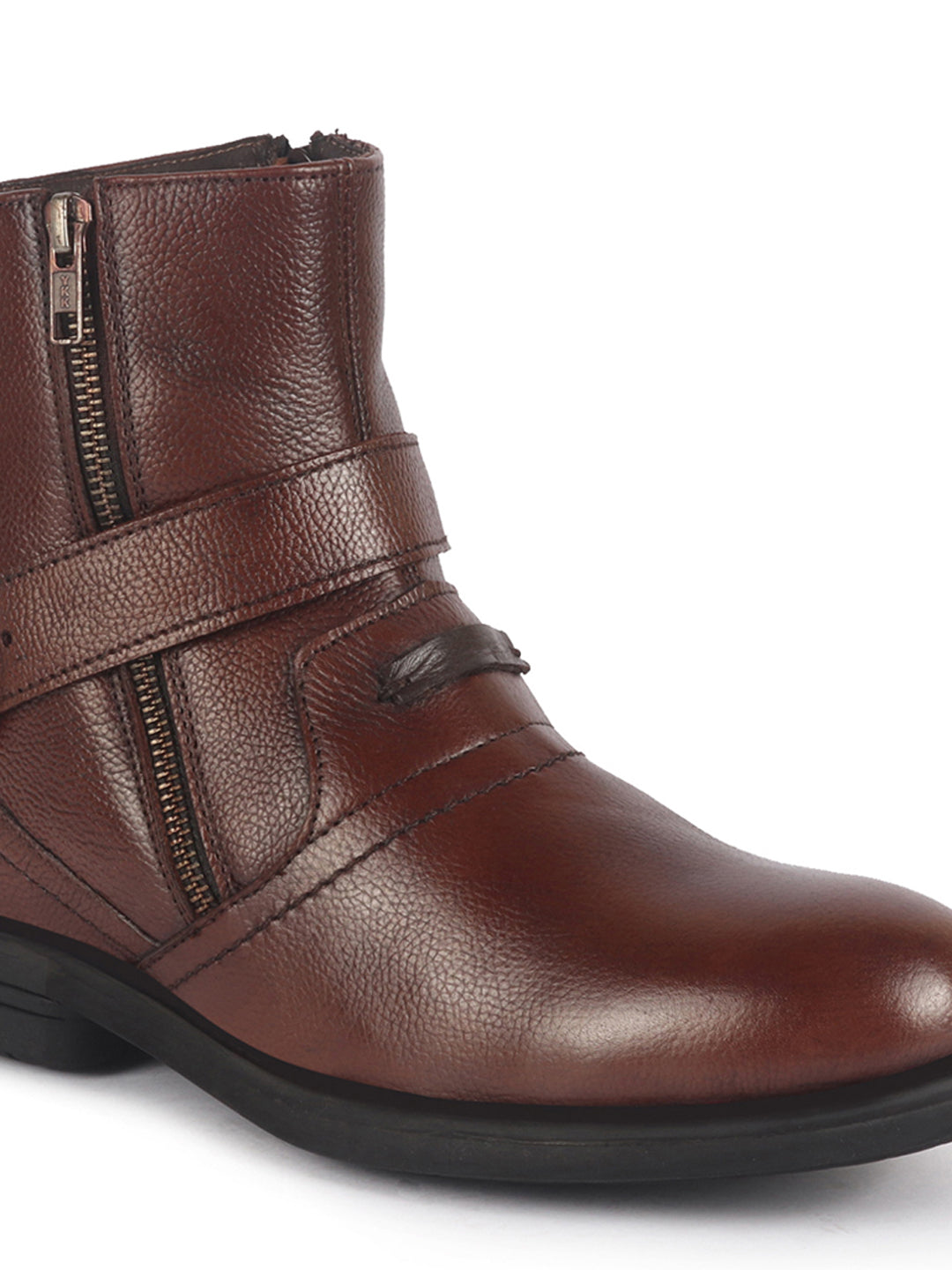 men tan genuine leather side zipper adjustable strap classic slip on chelsea boots