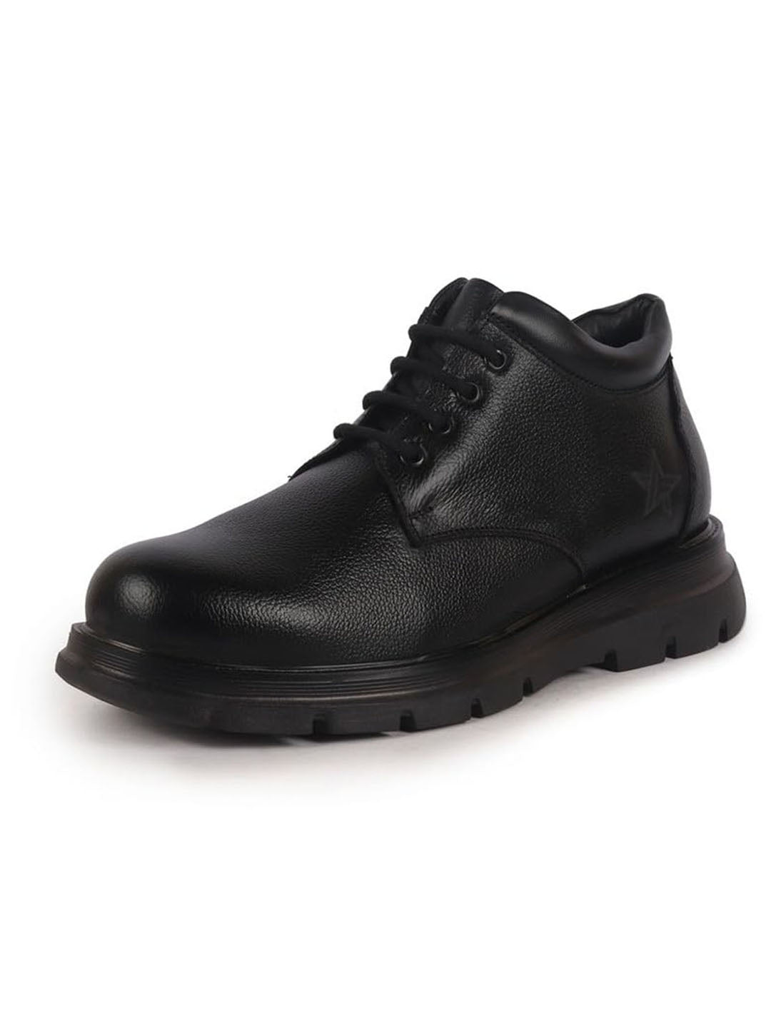 men black genuine leather lace up uniform low top boots