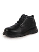 Men Black Genuine Leather Lace Up Uniform Low Top Boots|Casual and Work Wear|Comfortable and Soft Cushion|Heavy Duty Shoes