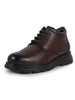 Men Brown Genuine Leather Lace Up Uniform Low Top Boots|Casual and Work Wear|Comfortable and Soft Cushion|Heavy Duty Shoes