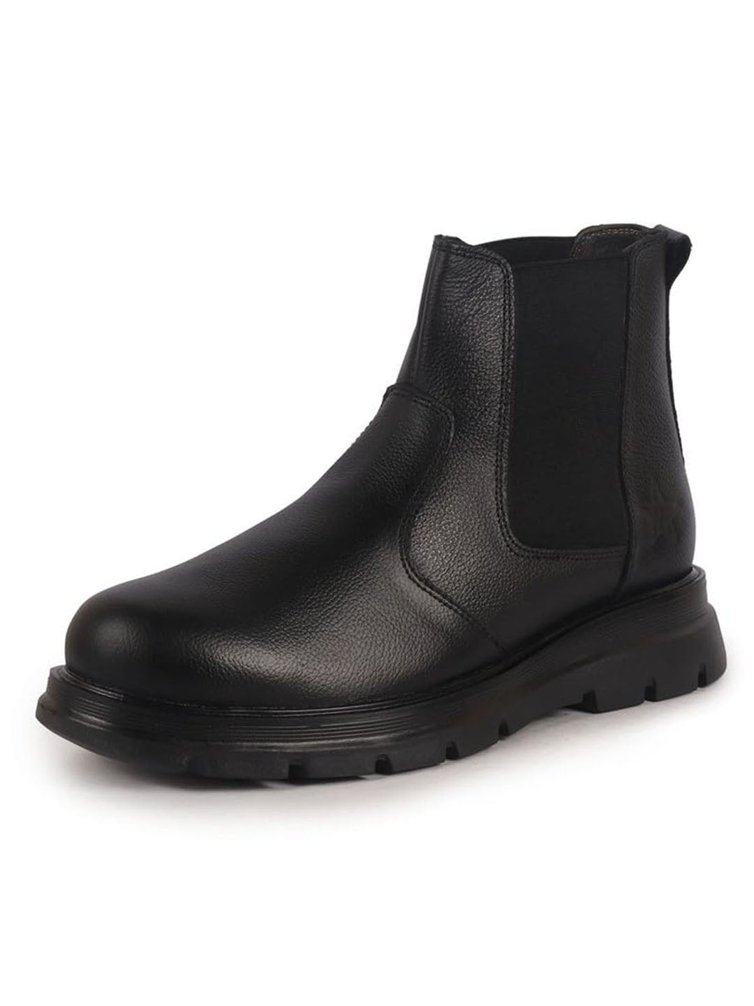 men black genuine leather slip on boots