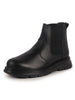Men Black Genuine Leather Slip On Boots|Chelsea Work Boots|Lightweight Memory Cushion Shoes|Formal Boots