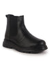 Men Black Genuine Leather Slip On Boots|Chelsea Work Boots|Lightweight Memory Cushion Shoes|Formal Boots