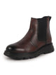 Men Tan Genuine Leather Slip On Boots|Chelsea Work Boots|Lightweight Memory Cushion Shoes|Formal Boots