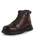 men cherry genuine leather lace up ankle boots